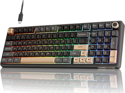 compact hot swappable gaming keyboard with volume knob