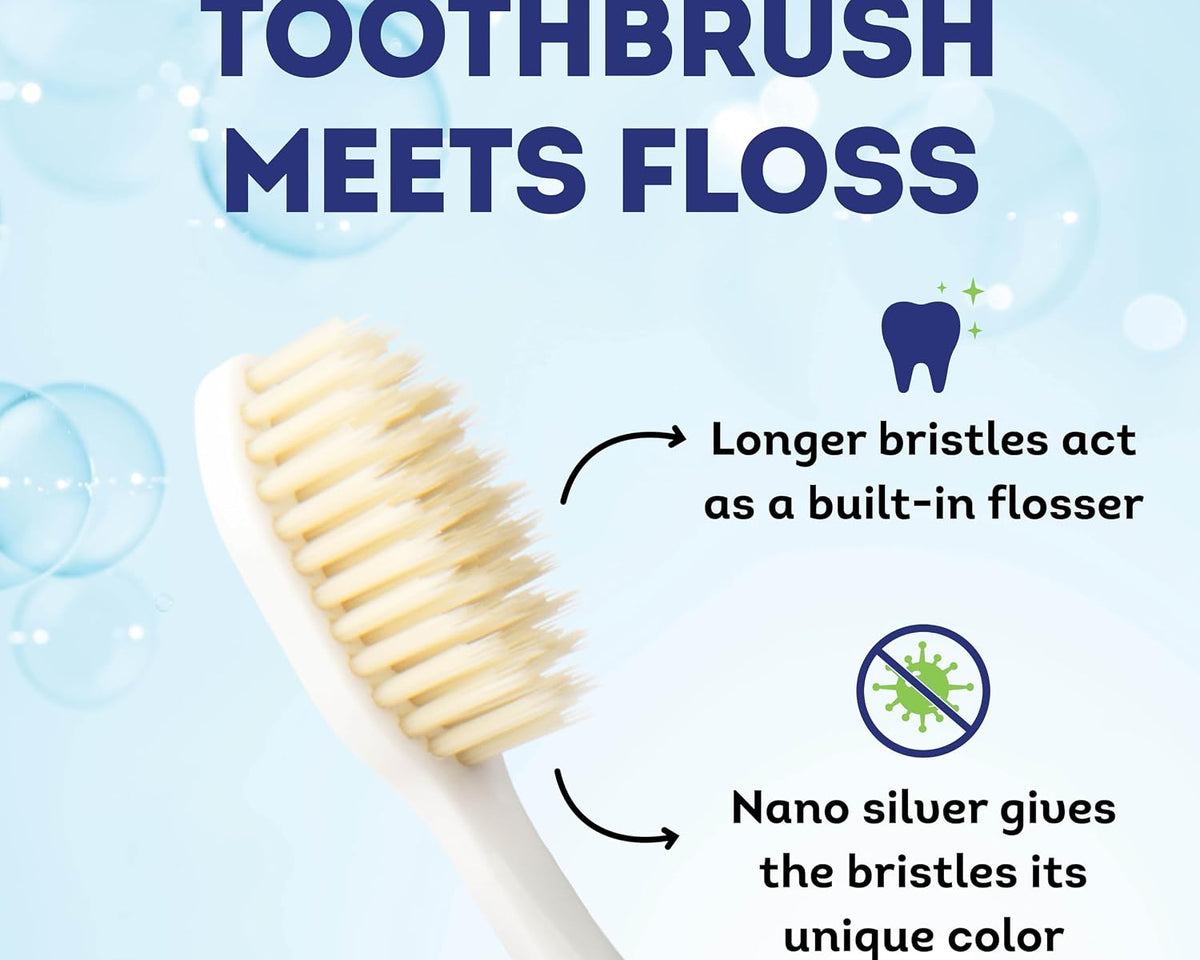Soft Bristle Flossing Toothbrush 4-Pack encalife