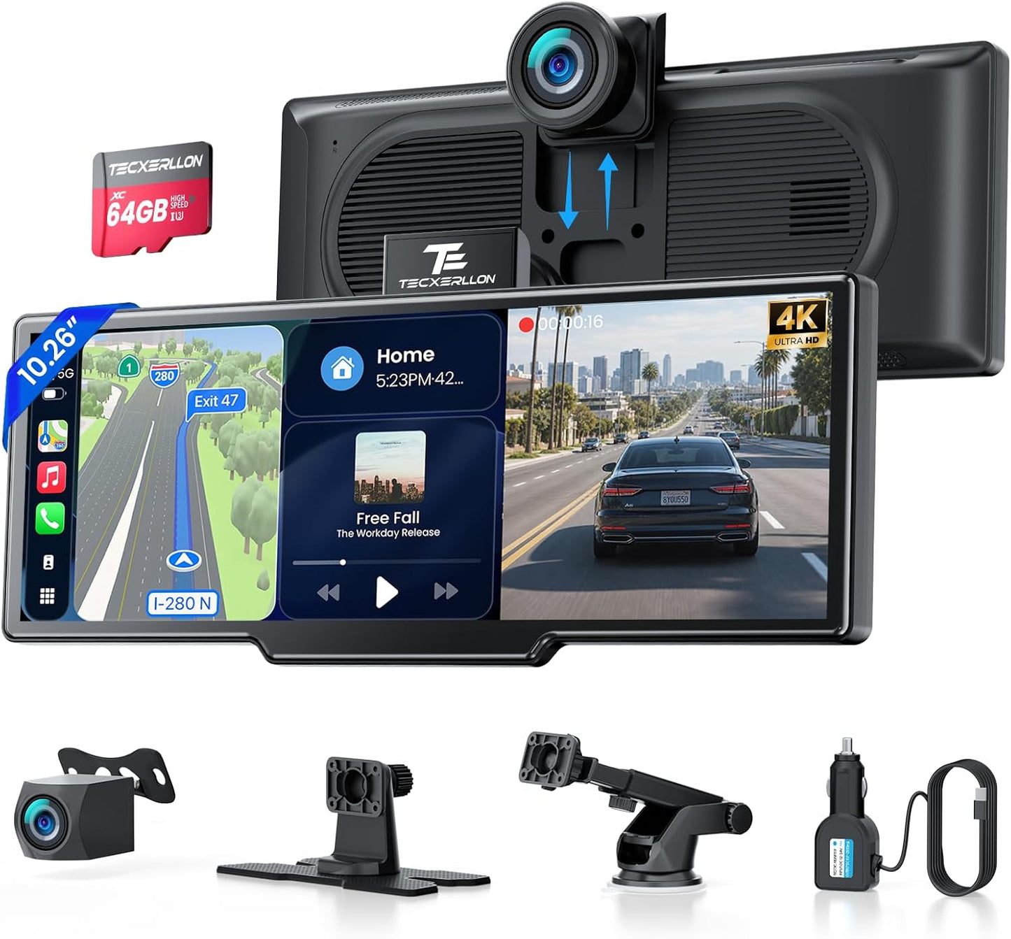Wireless Carplay Screen with Android Auto and voice control features