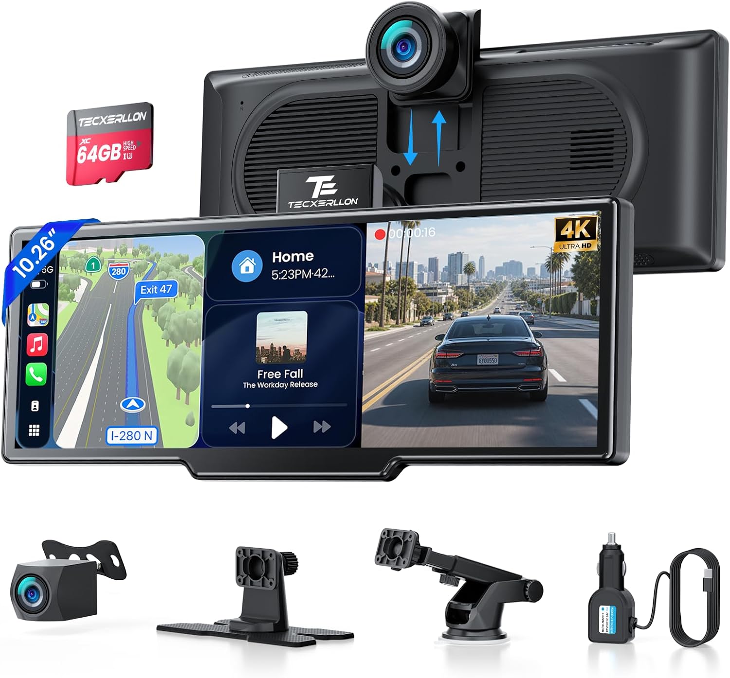 Wireless Carplay Screen with Android Auto and voice control features