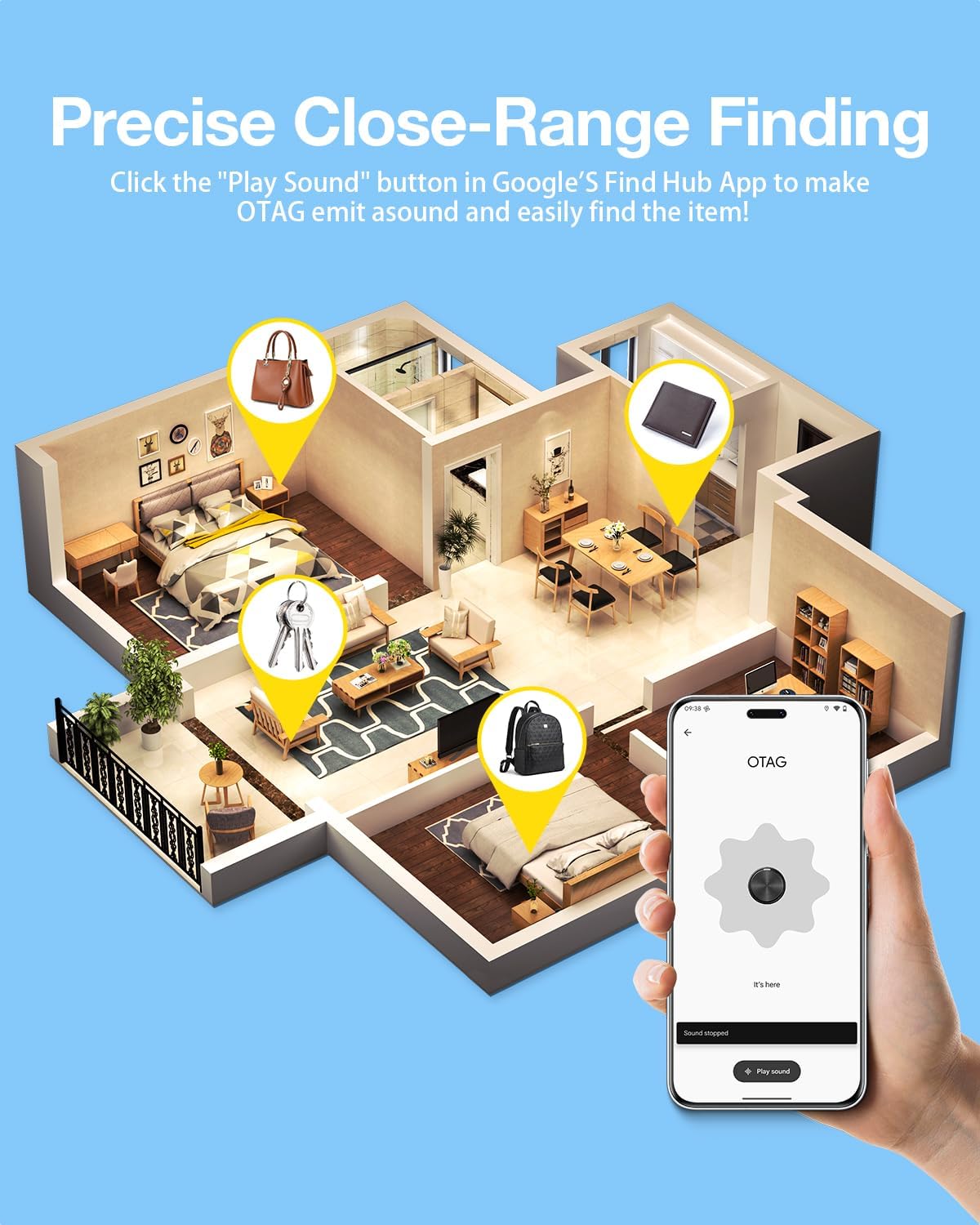 GPS Smart Tracker Tags Android Air Tag Alternative 4 Pack encalife