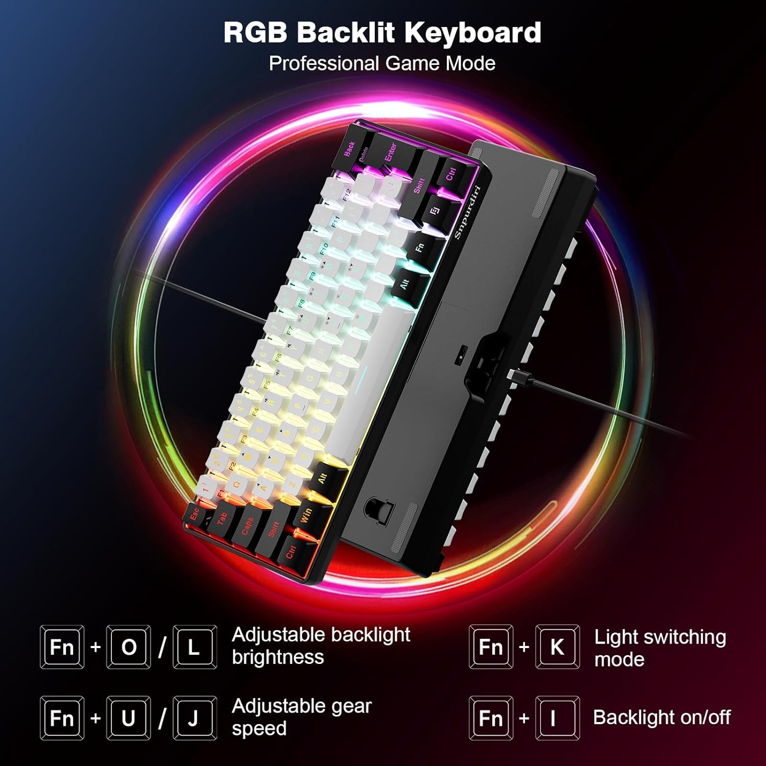 Gaming Keyboard 60% RGB Compact Wired for PC & Mac encalife