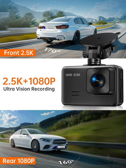 2.5K Front and Rear Dash Cam for Cars I Night Vision encalife