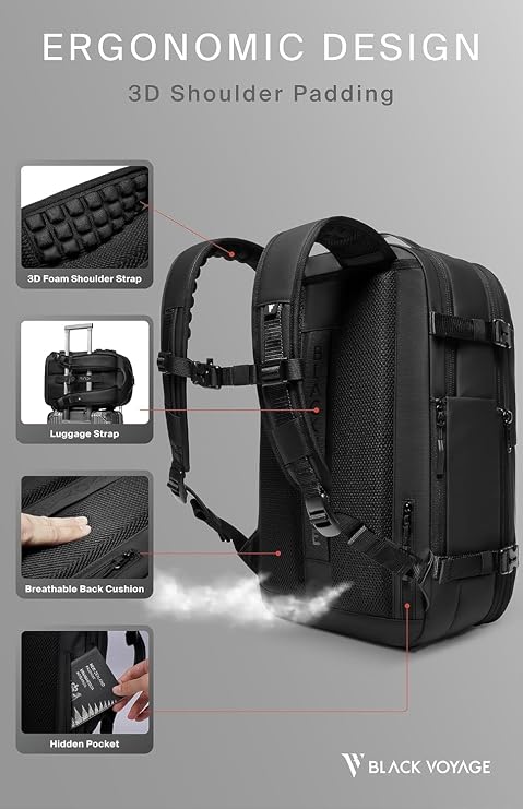 60L Vacuum Compression Travel Backpack TSA Lock encalife
