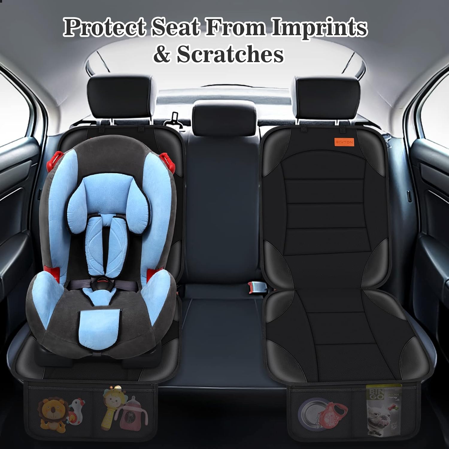 Waterproof Child Car Seat Protector with Mesh Pockets encalife