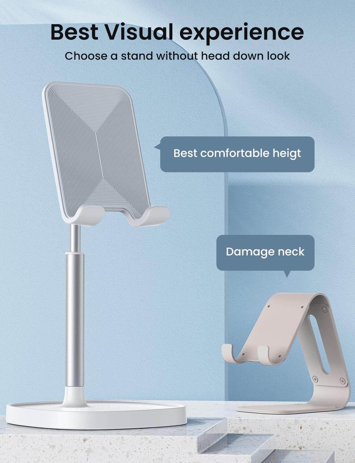 Mobile Stand Adjustable Height Desk Phone Holder Cradle encalife