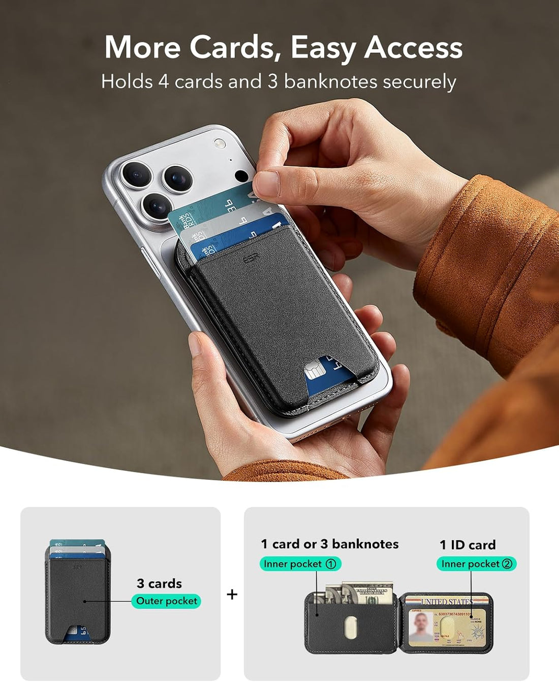 Magnetic Phone Wallet for Men with Stand encalife
