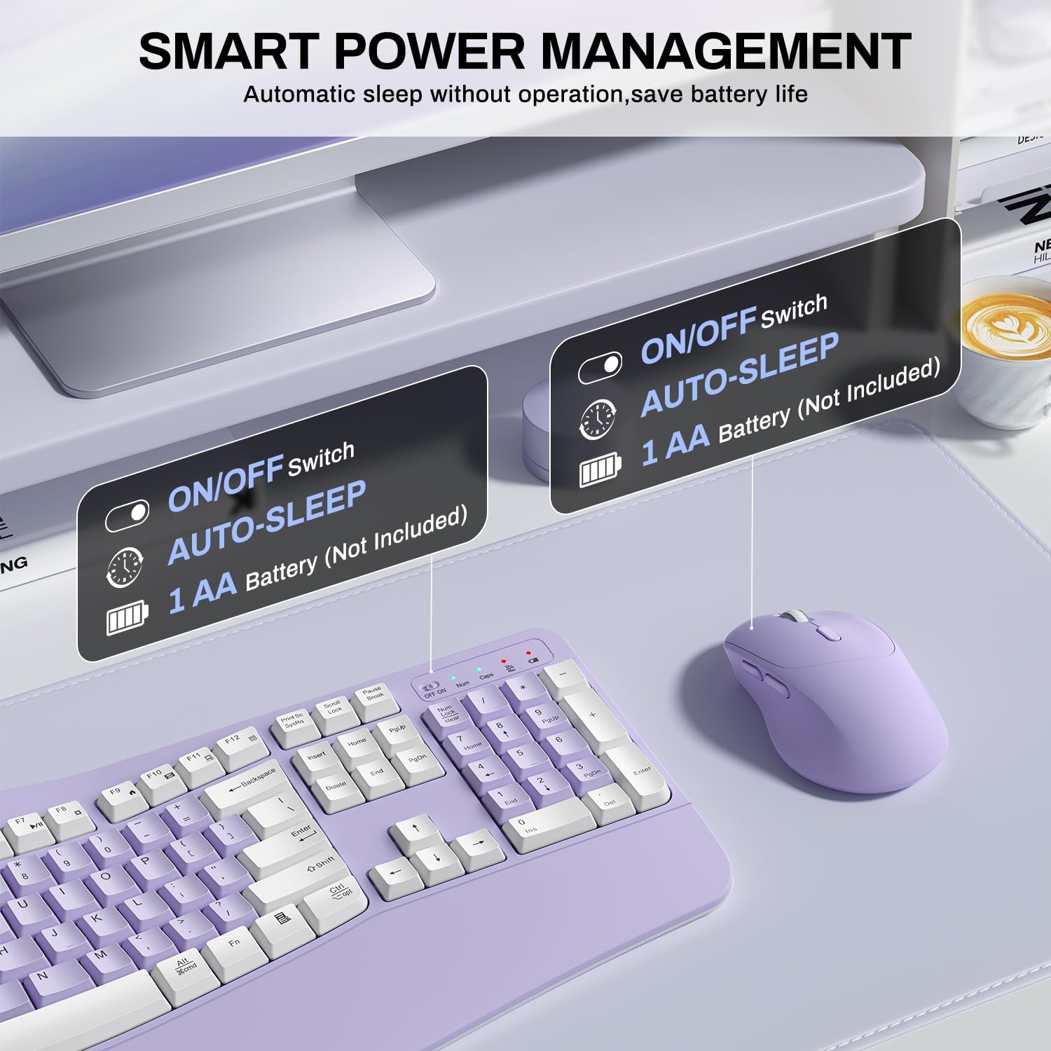 Ergonomic Wireless Keyboard and Mouse Combo encalife