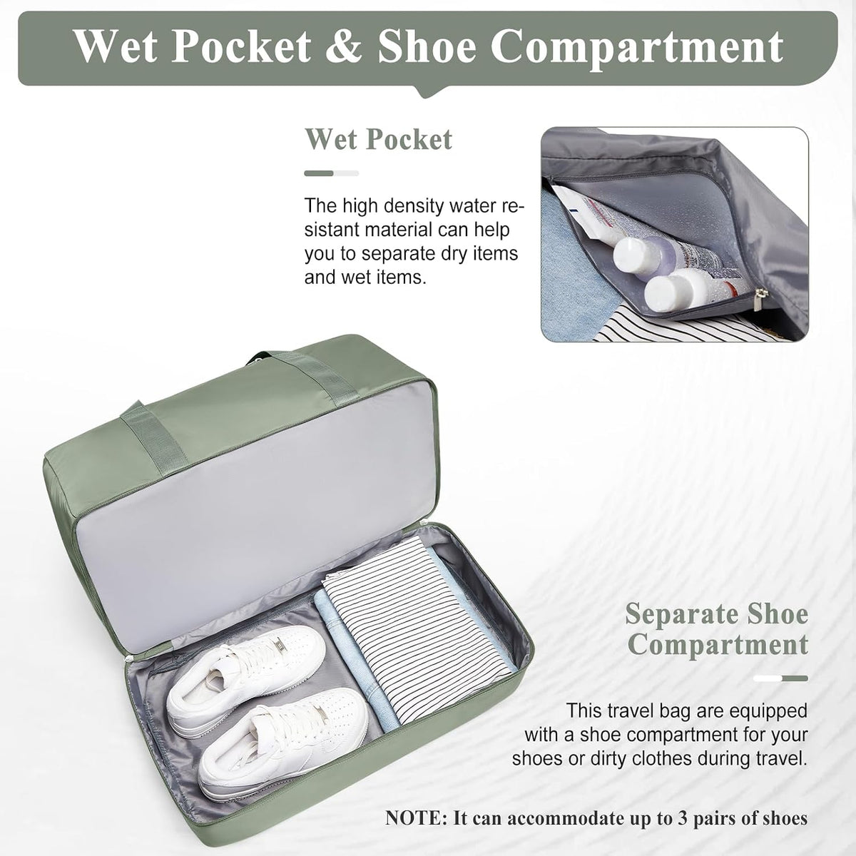 Weekender Bag with Shoe Compartment | Carry on luggage encalife