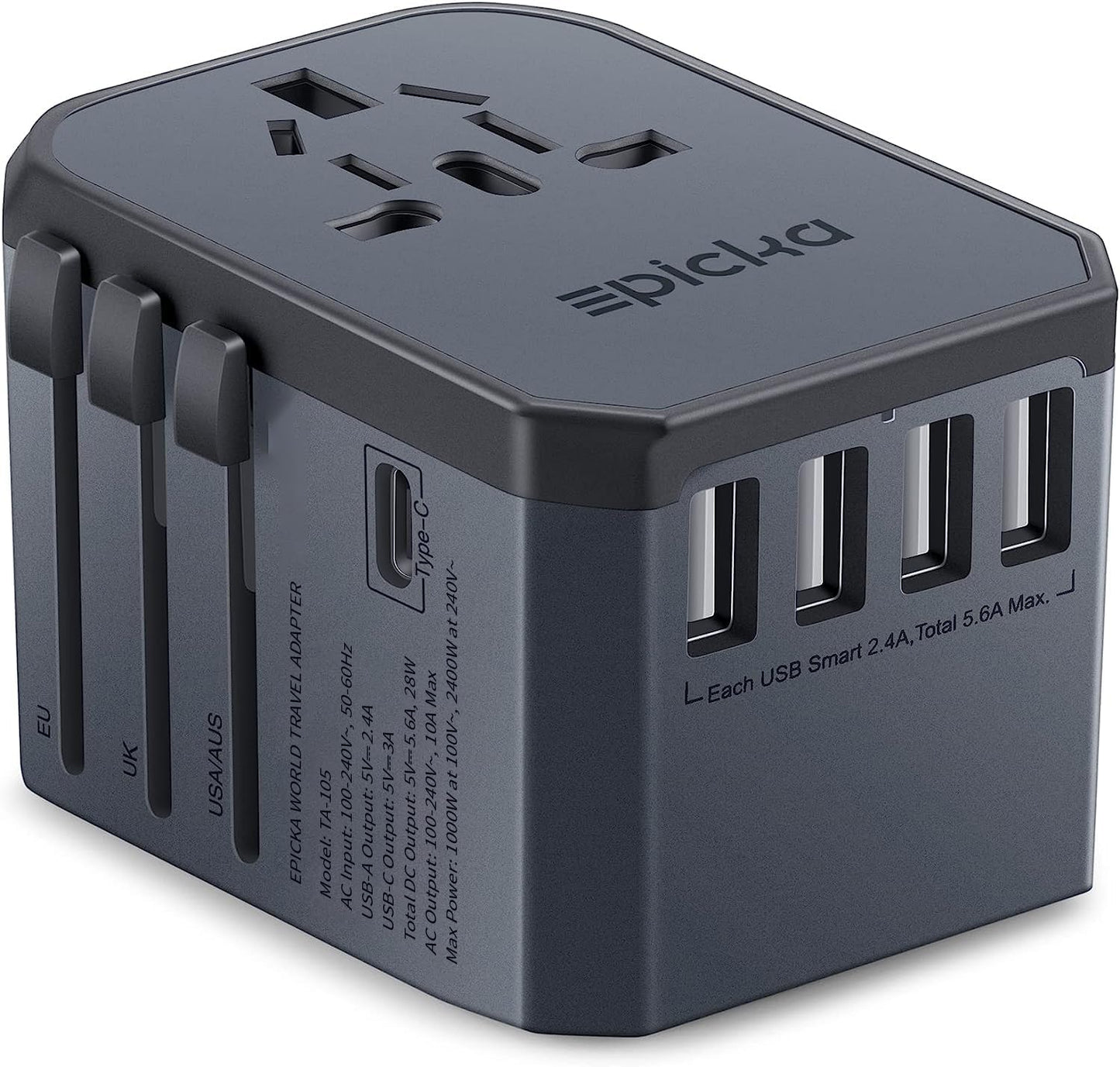 Universal Travel Adapter With Six Charging Ports encalife