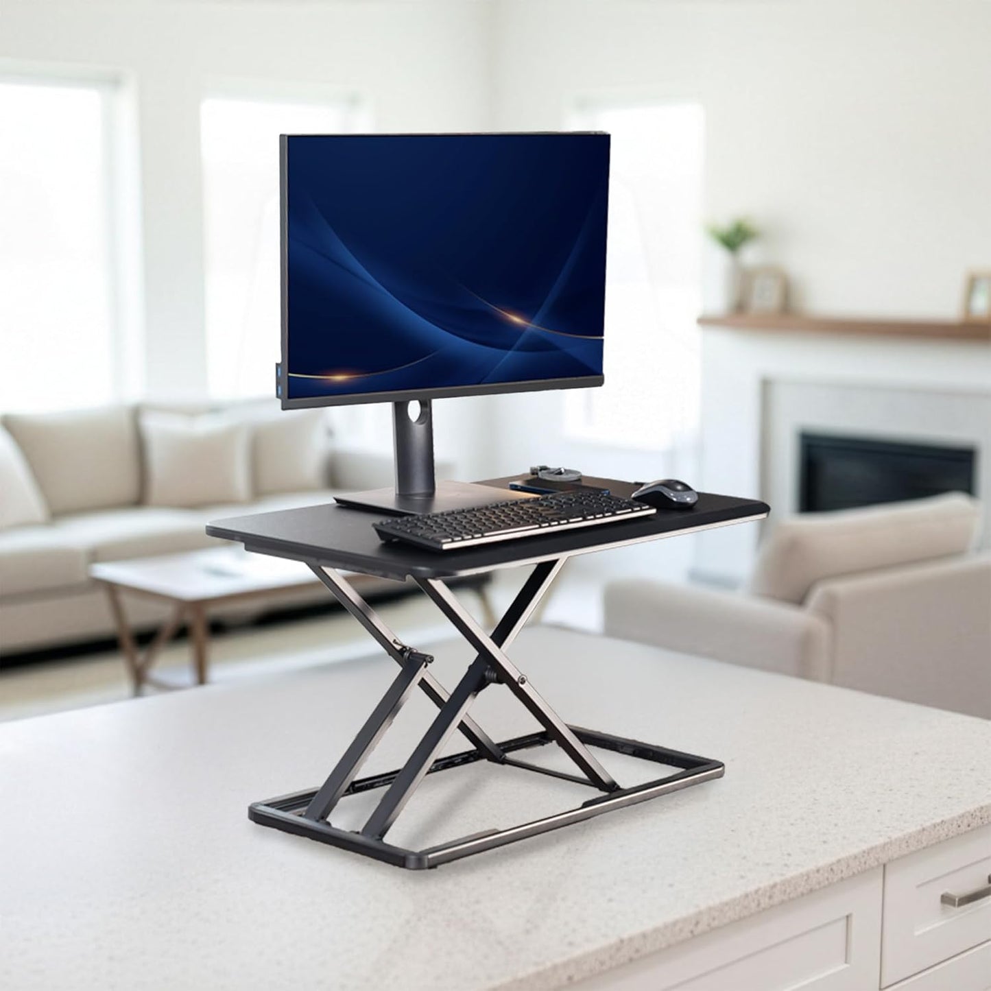Black Standing Desk Converter Tabletop Workstation Riser encalife