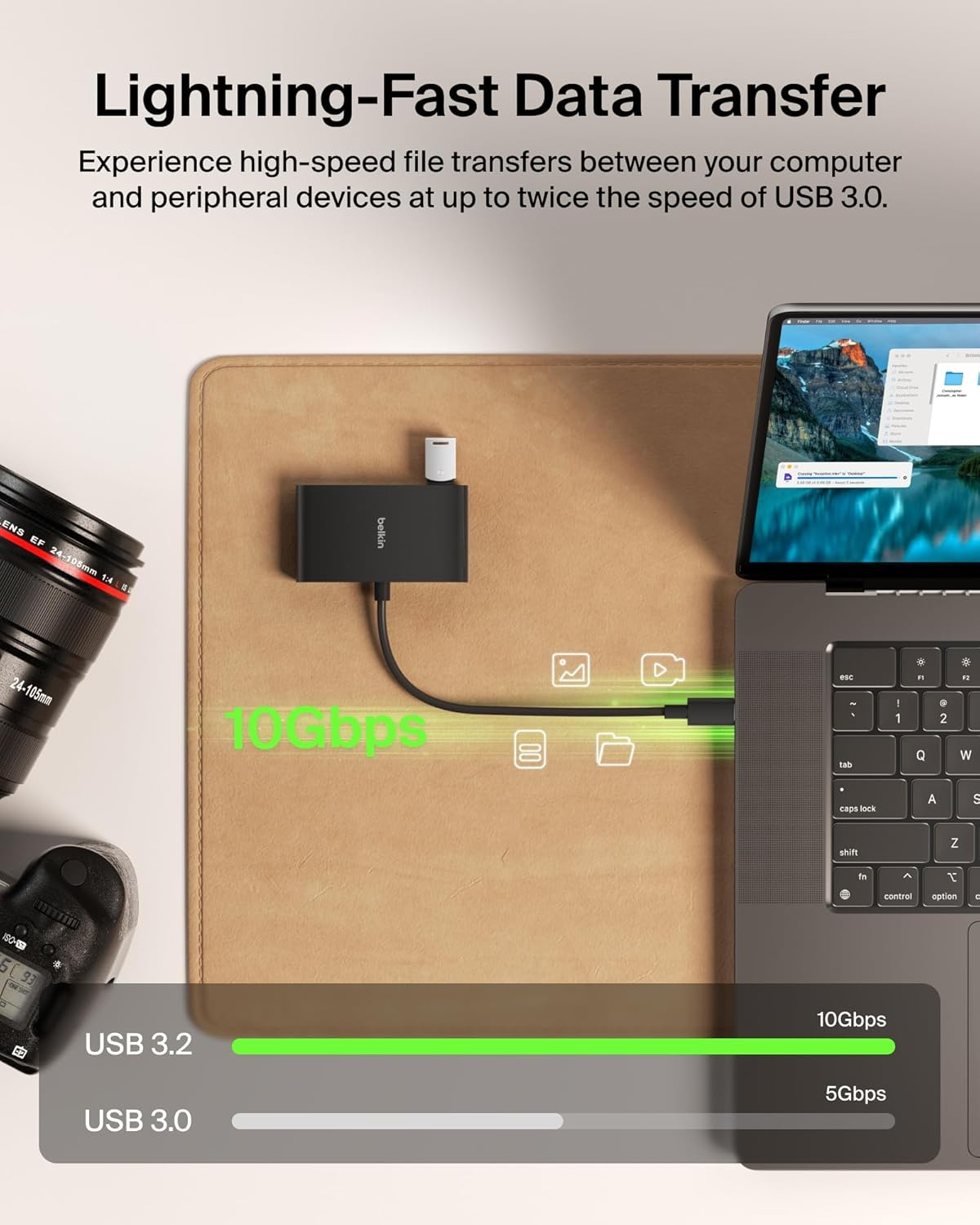 100W USB-C Hub 4-Port 10Gbps Adapter encalife