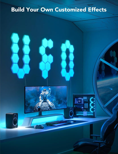 RGB Lighting Hexagon Wall Panels for Gaming Decor encalife