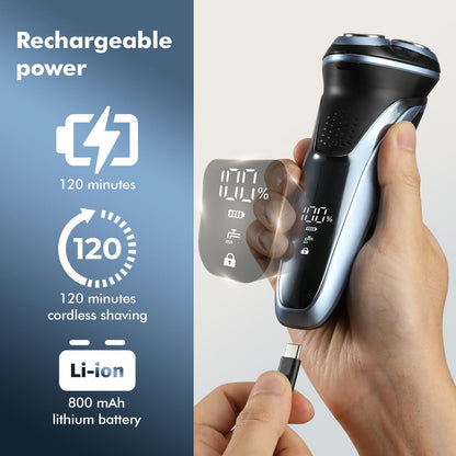 Travel Electric Razor Men 5D Waterproof USB-C Rotary Shaver encalife