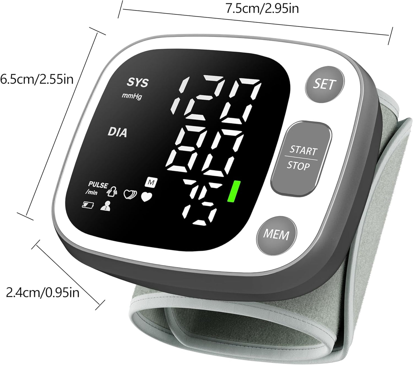 Rechargeable Wrist Blood Pressure Monitor for Home encalife