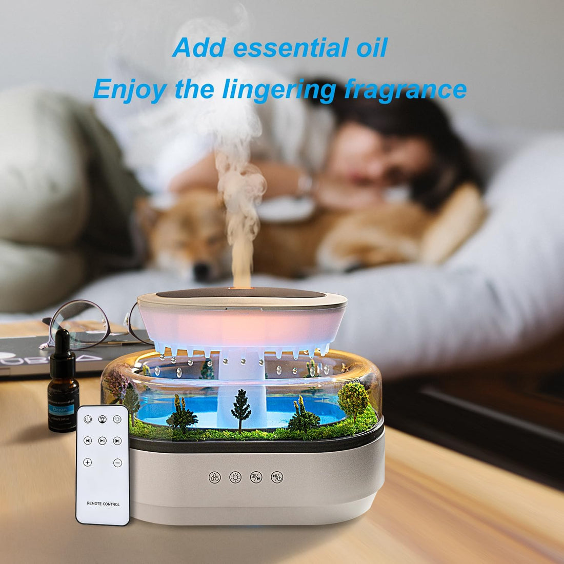 Rain Cloud Diffuser With LED Mist Sounds encalife