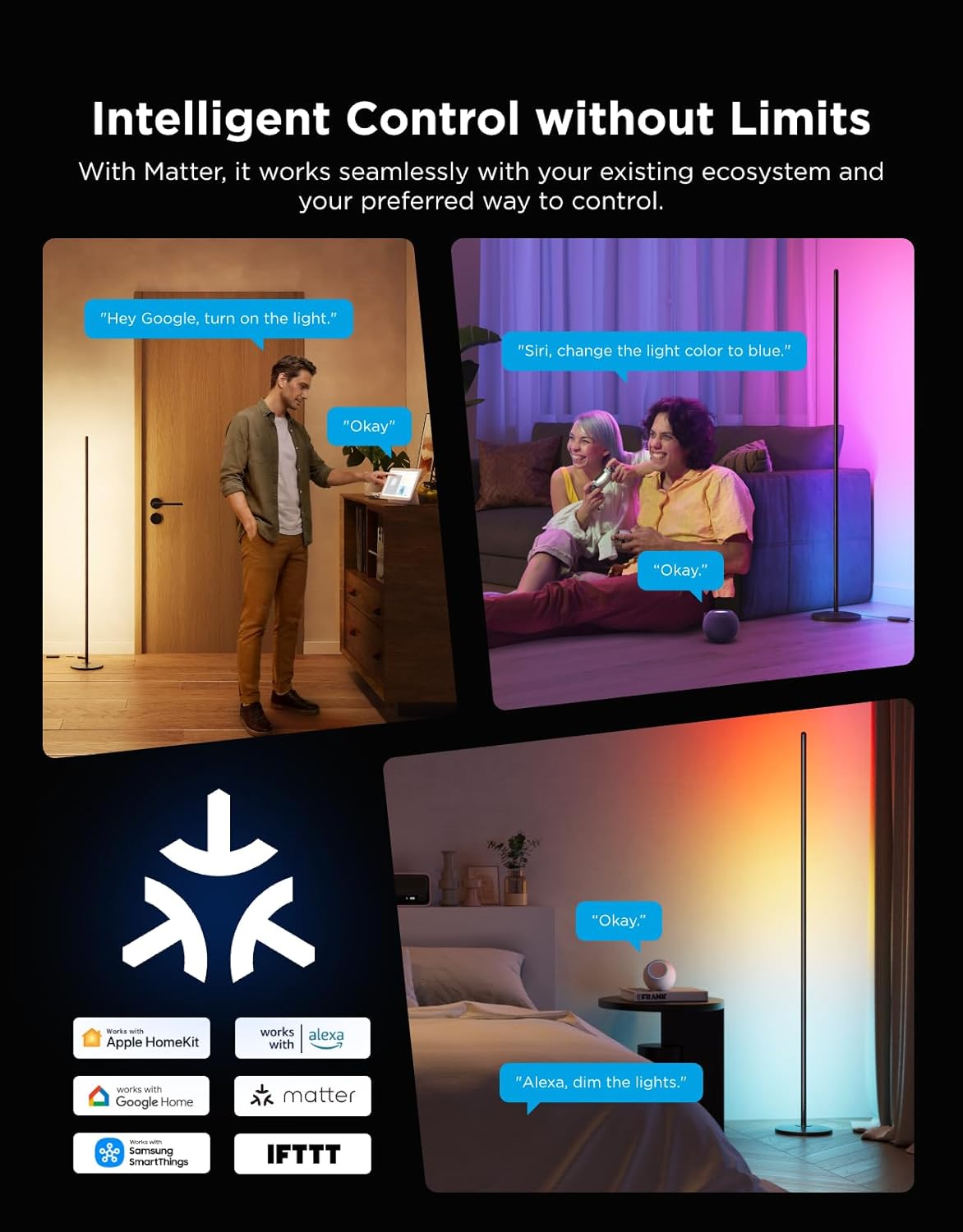 Smart RGBIC Corner Floor Lamp With Music Sync encalife