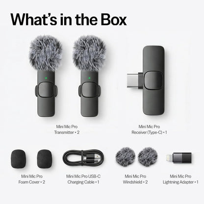 Wireless Mini Lavalier Microphone With Noise Cancelling encalife