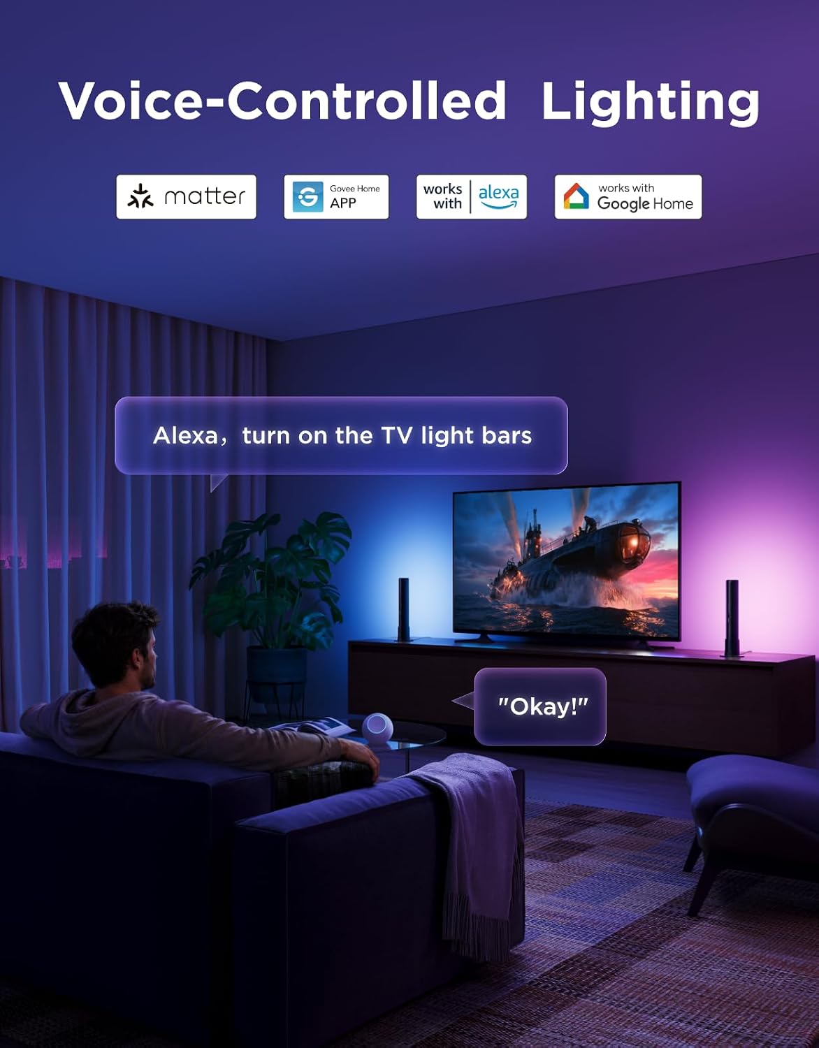 Immersive RGBICWW Smart Light Bar With Music Sync encalife