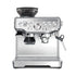 Stainless steel espresso machine with built-in grinder and steam wand