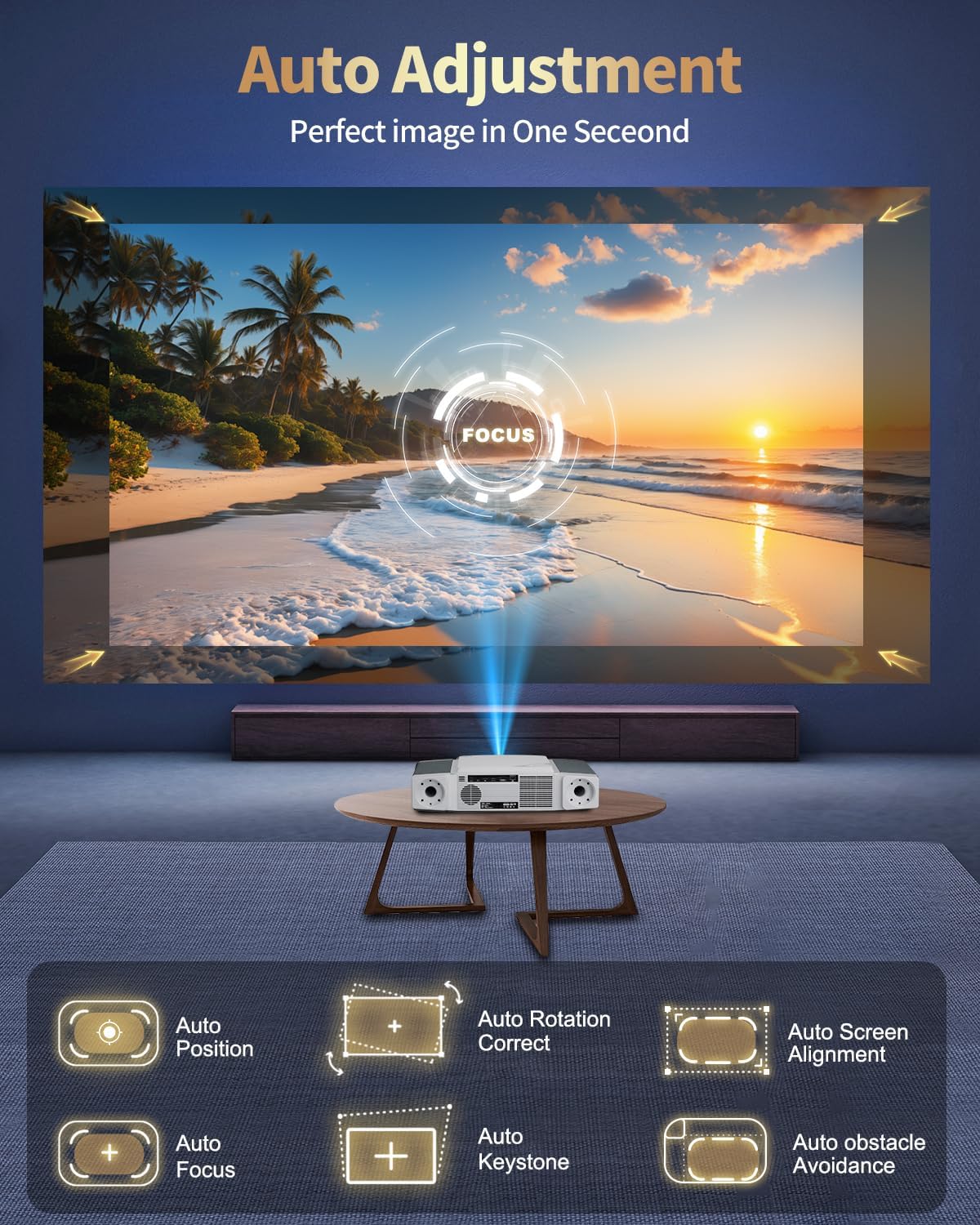 Smart 1080P Bedroom Projector encalife