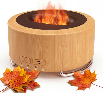 500ML fireplace essential oil diffuser with flame light
