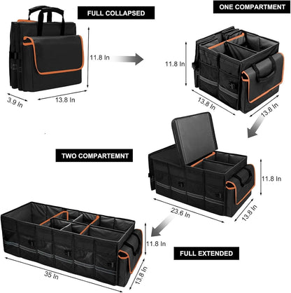 Collapsible Car Trunk Organizer with Removable Cooler encalife