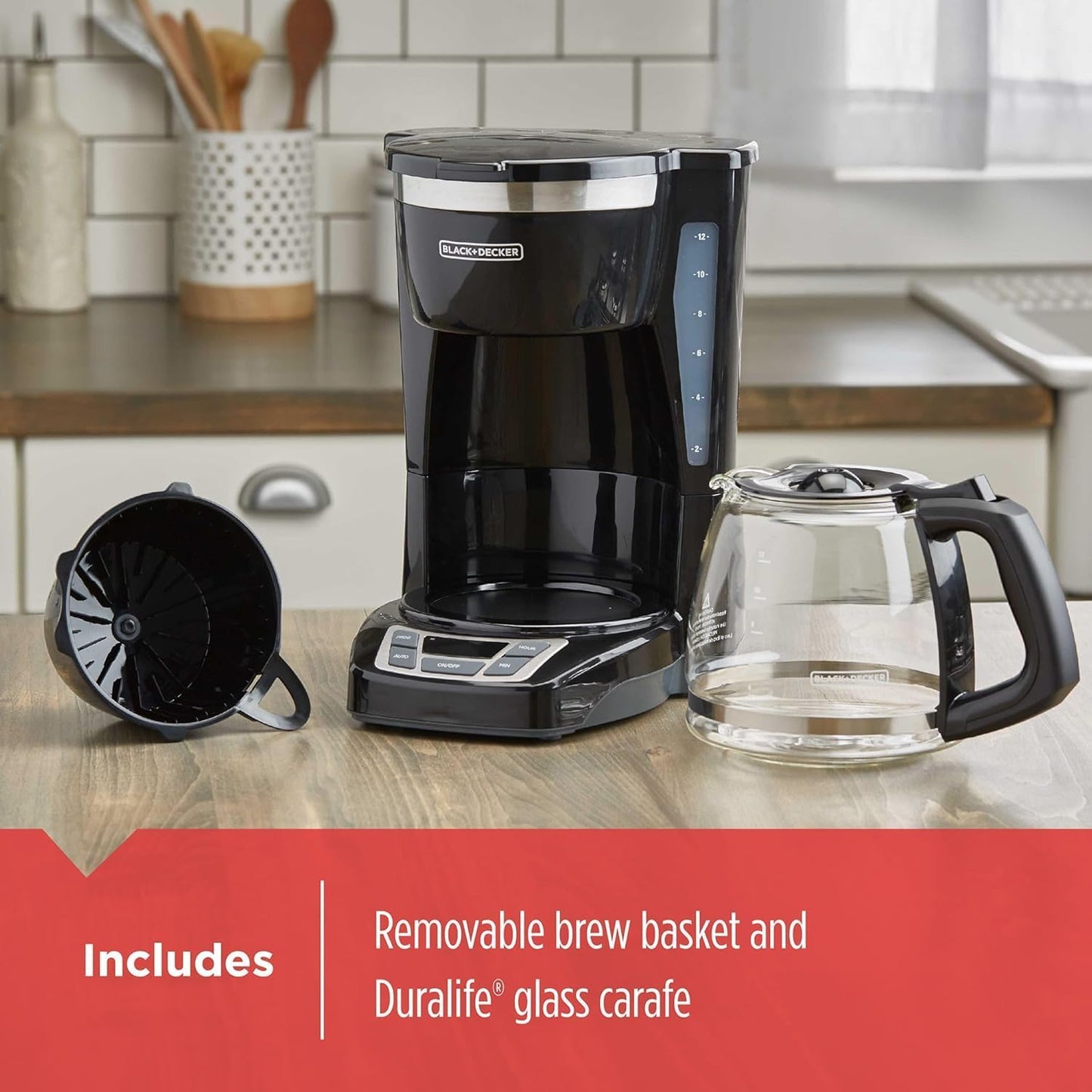 BLACK+DECKER 12-Cup Programmable Coffee Maker – Digital Drip Coffee Machine with Auto Brew, Sneak-A-Cup & Keep Warm Plate encalife