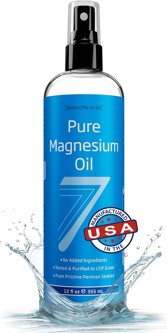 Extra strength magnesium oil spray for muscle relaxation, post-workout recovery, and calming bedtime wellness routine.