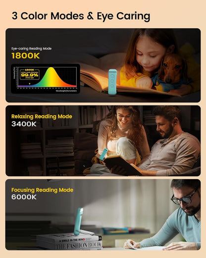 Rechargeable Clip-On Book Light With Adjustable Brightness encalife