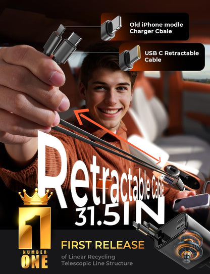 84W Retractable Car Charger 4 in 1 encalife