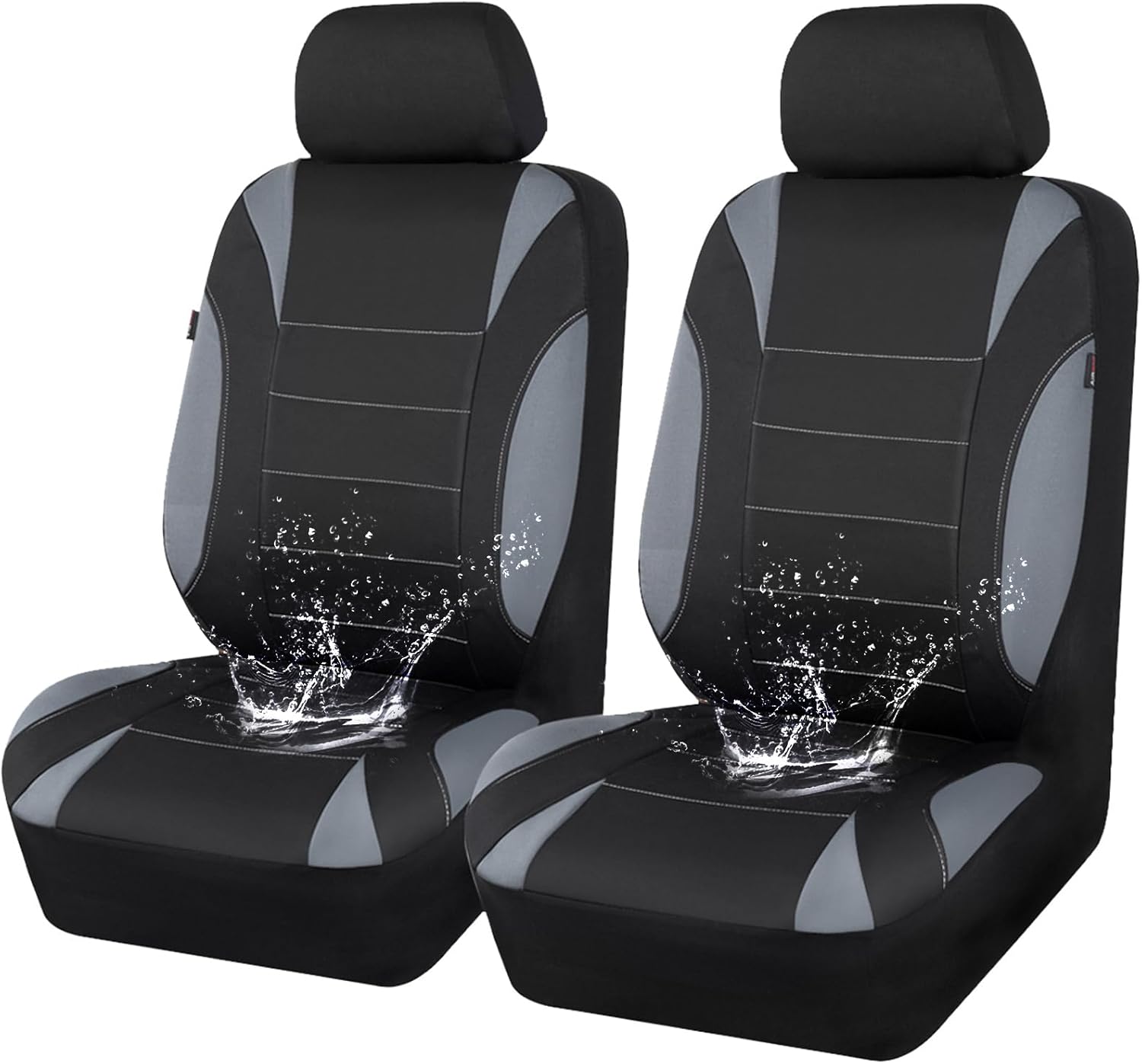 Clean modern car interior with black neoprene seat covers