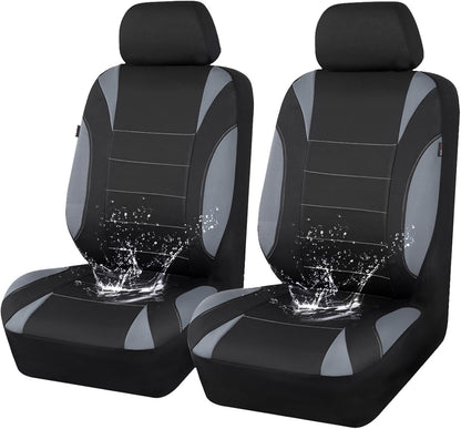 Clean modern car interior with black neoprene seat covers