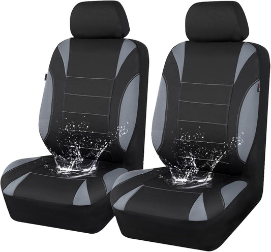 Clean modern car interior with black neoprene seat covers