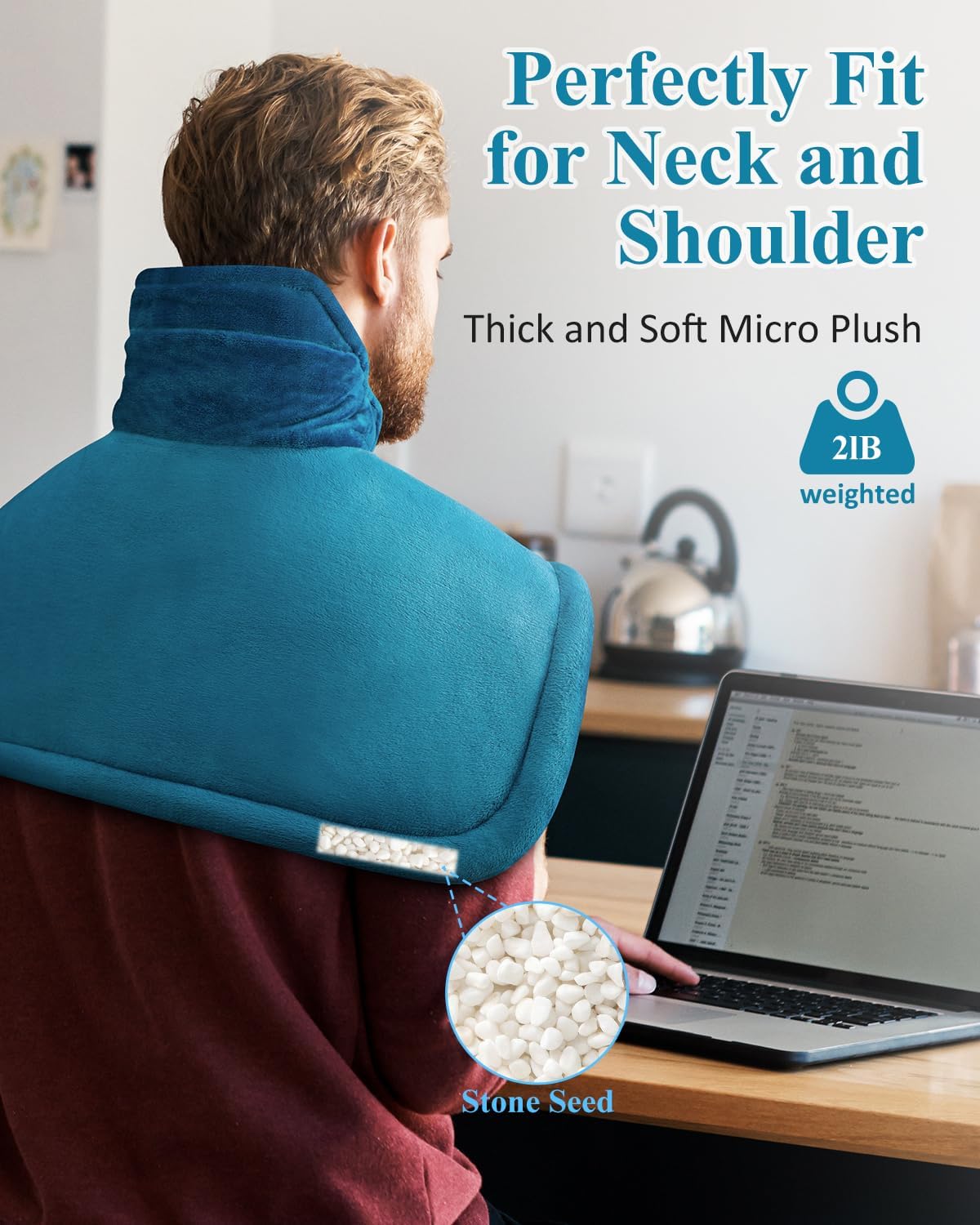 Weighted Heated Neck Shoulder Wrap for Comfort Relaxation encalife