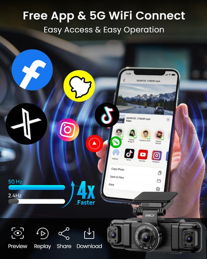 4 Channel Dash Cam I 360 View for Cars WiFi 128GB encalife