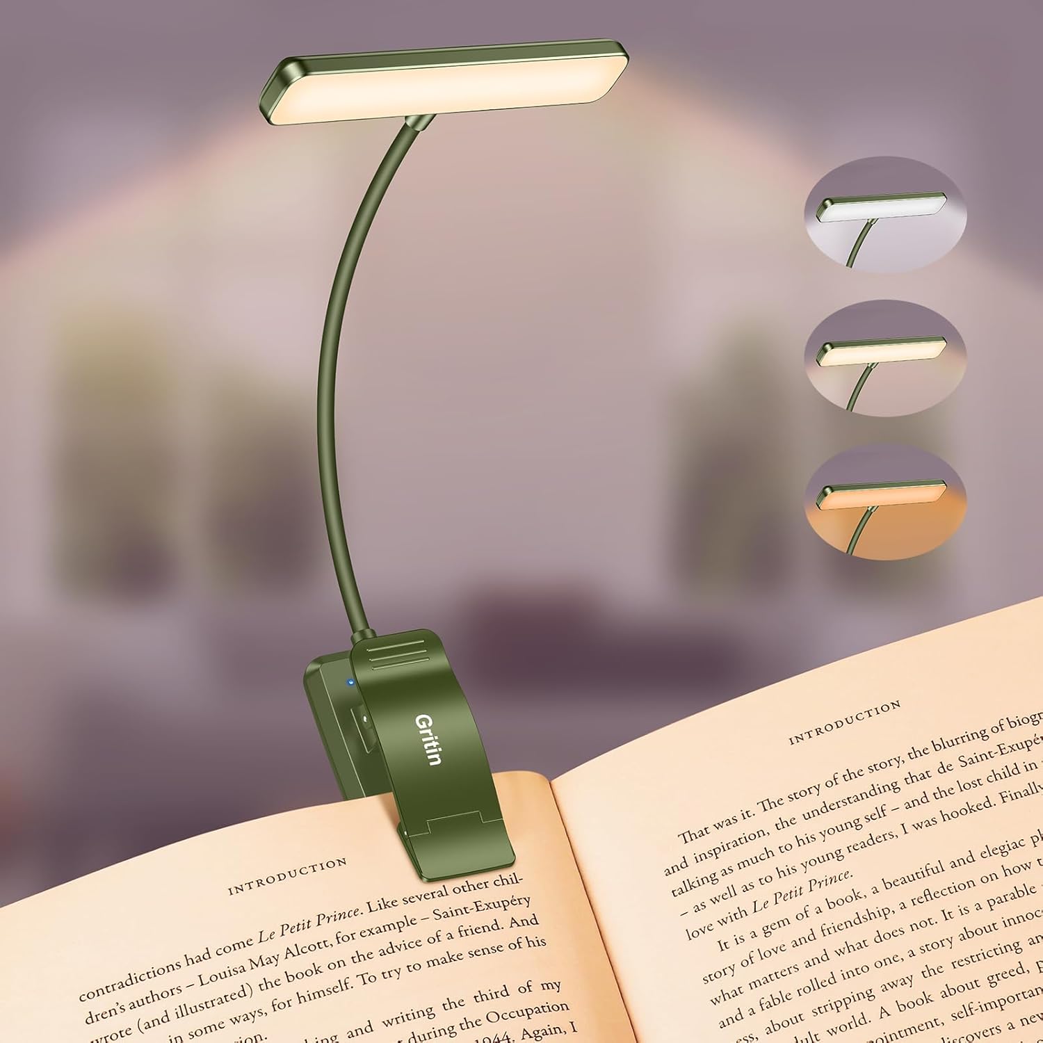 Rechargeable LED Book Light With Adjustable Brightness encalife