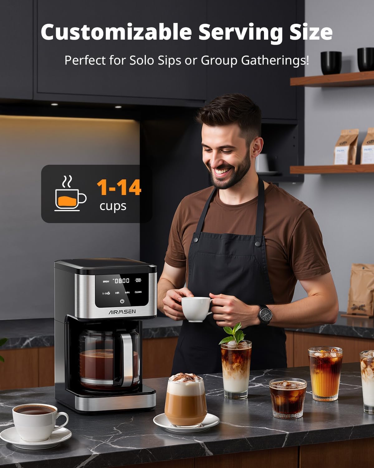 14 Cup Programmable Coffee Maker | Fast Brew Drip Machine encalife