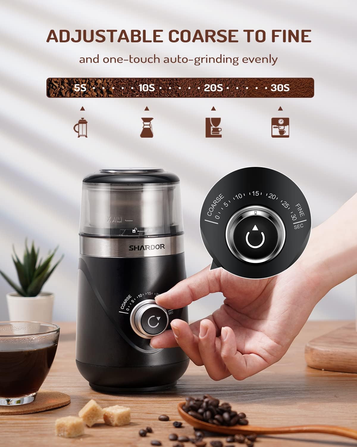 Quiet Electric Coffee Grinder – 2.5 oz encalife