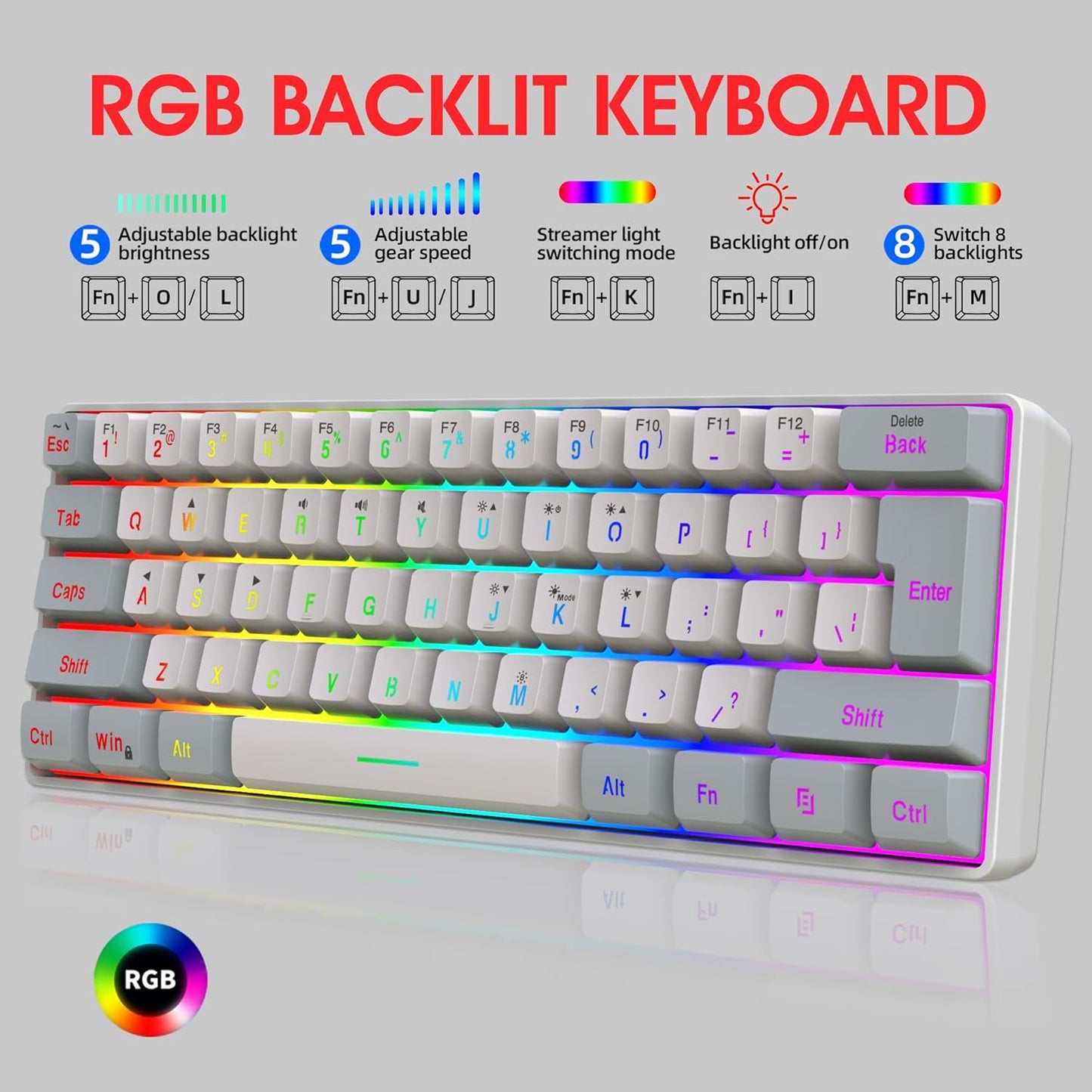 Pro Gaming Keyboard I 60% RGB Wired encalife