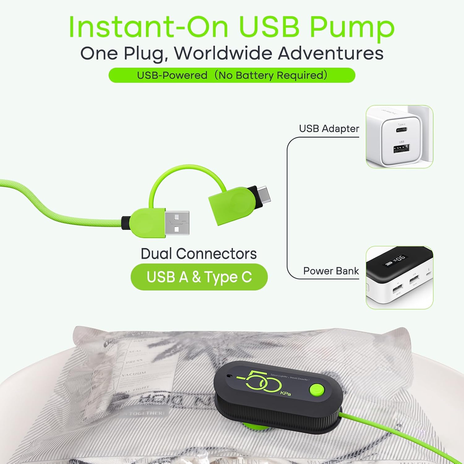 Vacuum Compression Travel Bags USB Pump Carry-On encalife