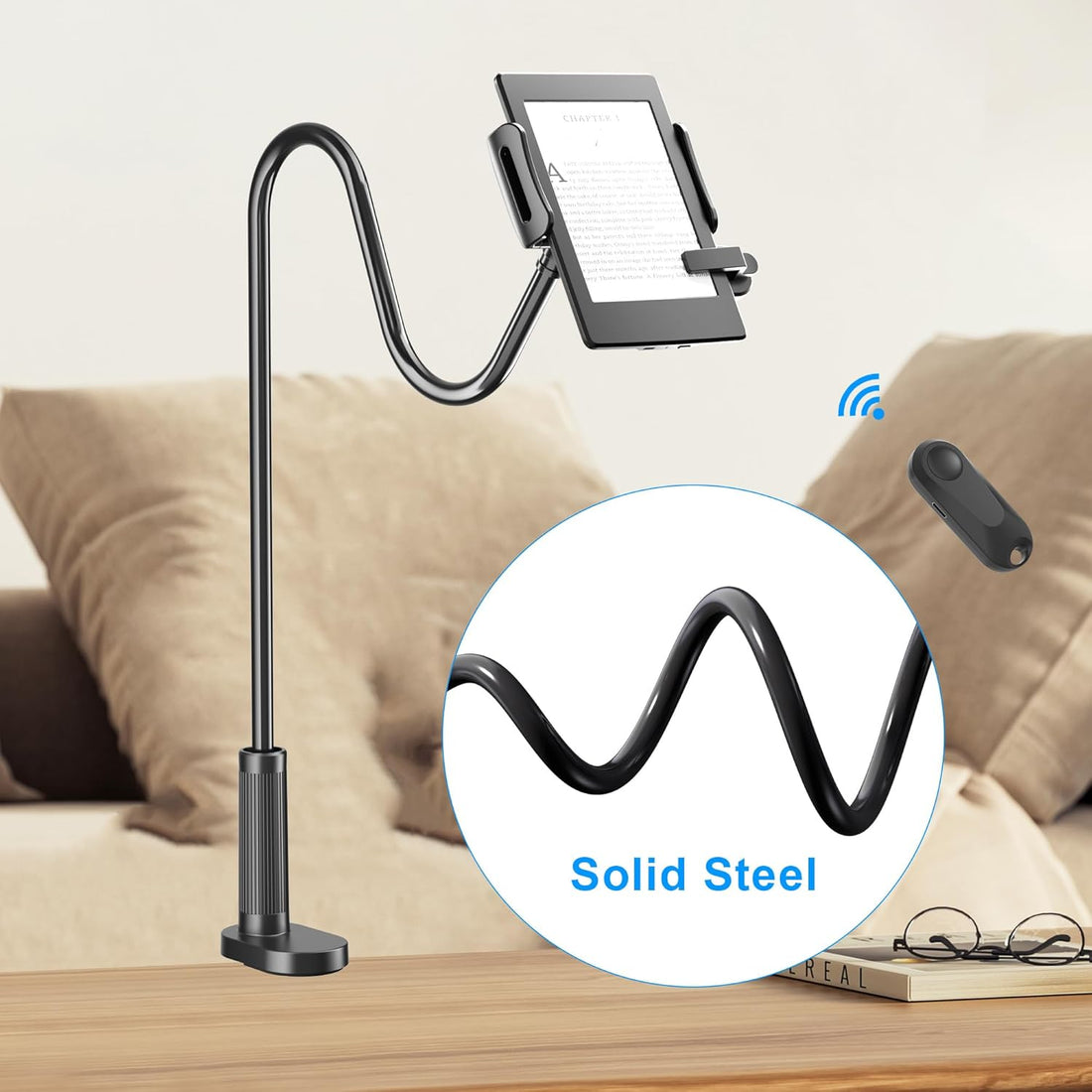 Gooseneck Page Turner Stand for Bedtime Reading encalife