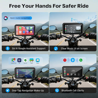 6.25 Inch Motorcycle Carplay Screen Wireless GPS encalife