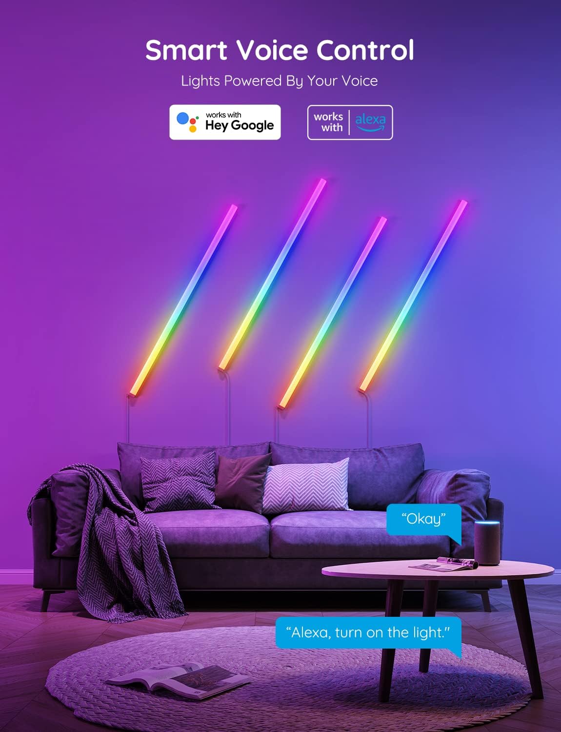 RGB Lighting Wall Bars for Bedroom Gaming Decor encalife