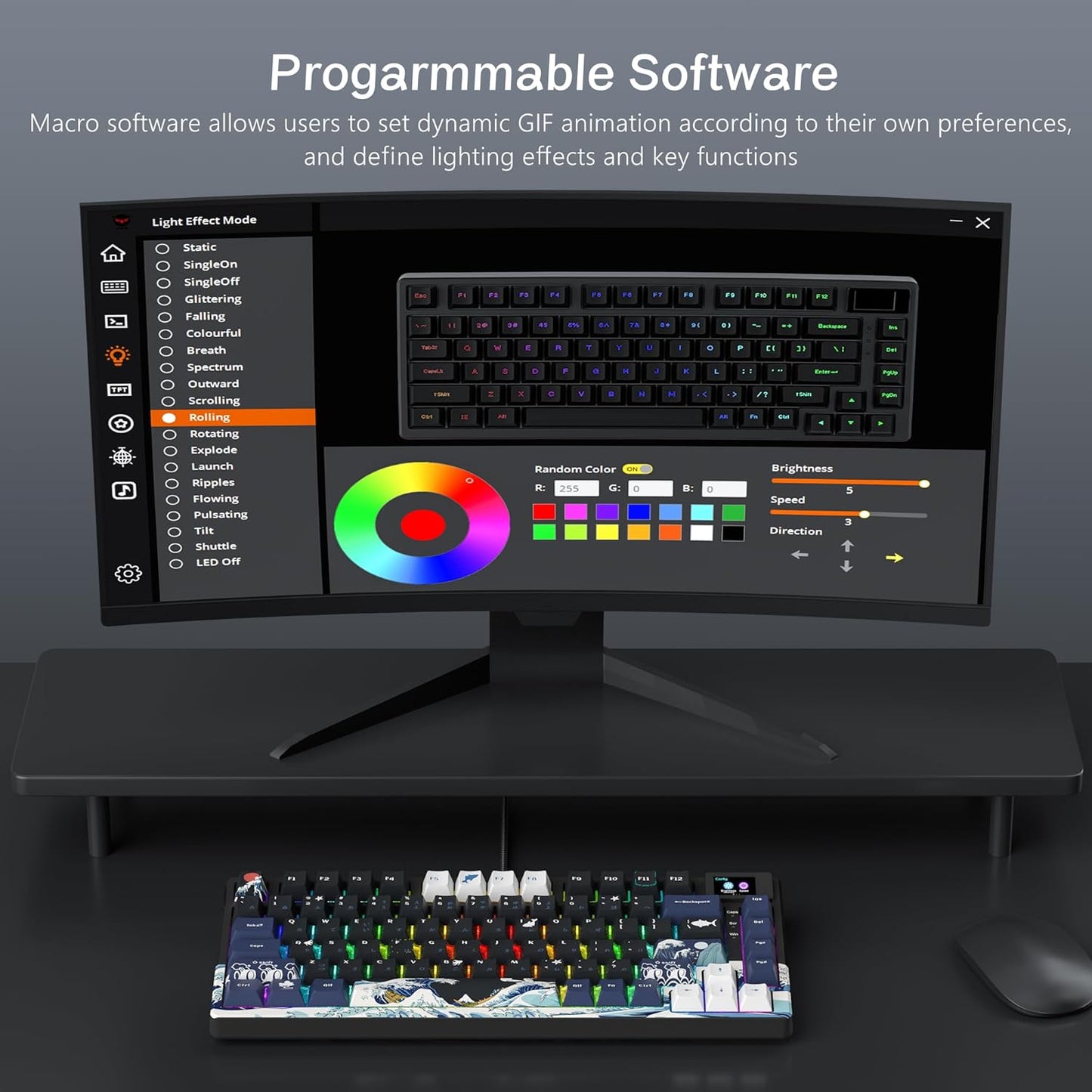 Gaming Keyboard with Display Hot Swap encalife