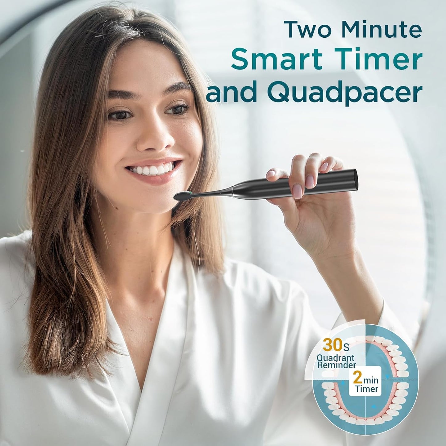 EncaLife Sonic Electric Toothbrush – Rechargeable, 8 Brush Heads, Travel Case, Long Battery encalife