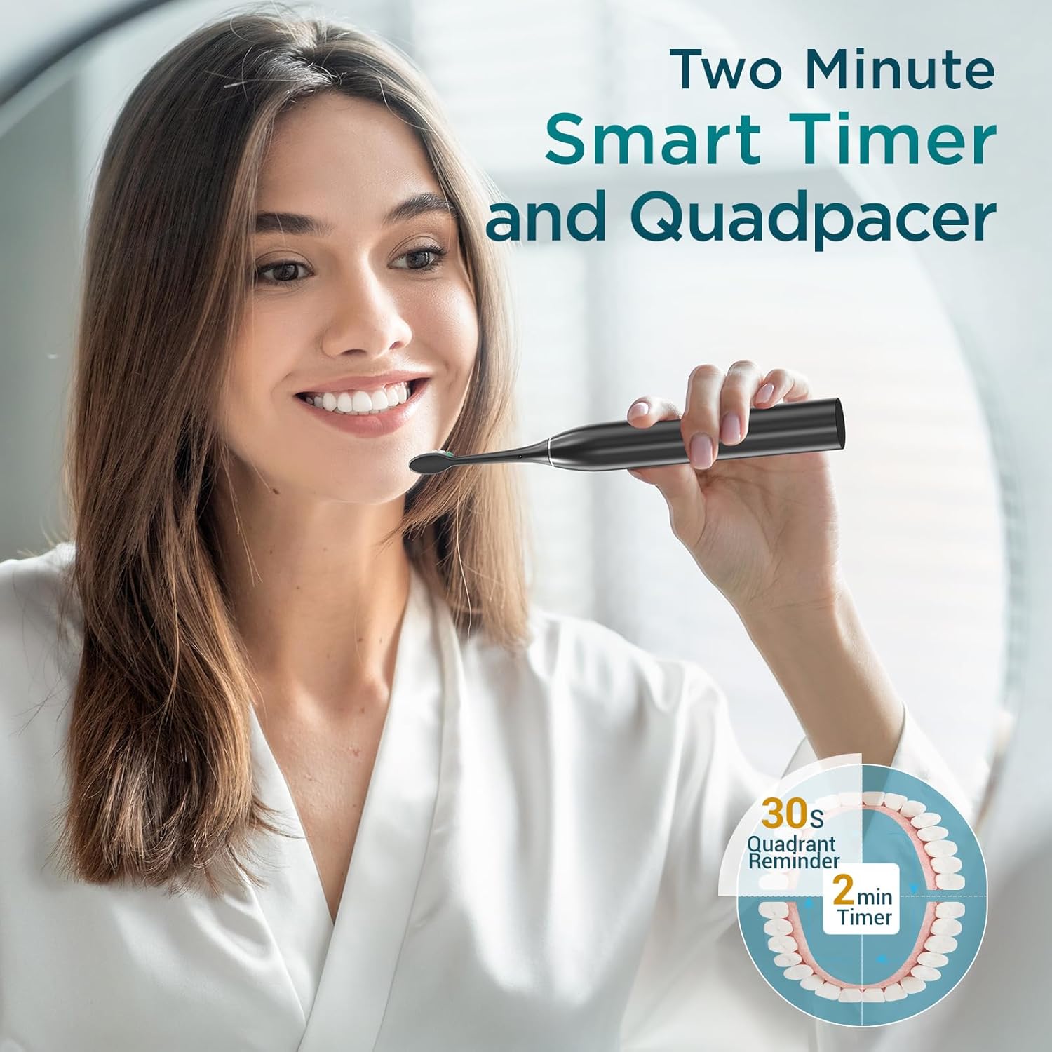 EncaLife Sonic Electric Toothbrush – Rechargeable, 8 Brush Heads, Travel Case, Long Battery encalife