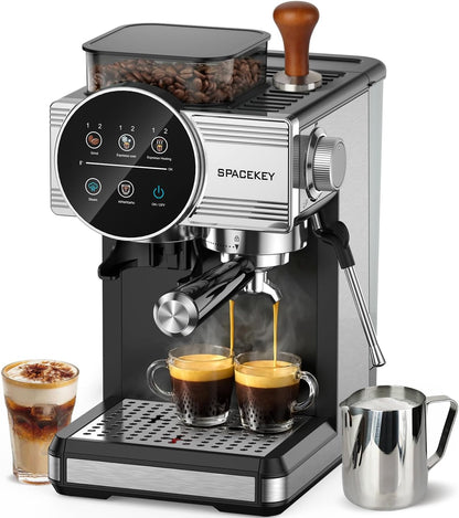 20 Bar Espresso Machine with Grinder &amp; Milk Frother