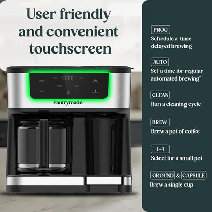 Dual Brew Coffee Maker | 12 Cup &amp; Single Serve K-Cup Machine with Touchscreen encalife