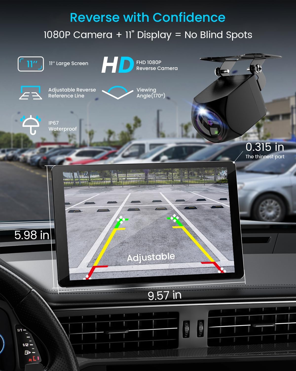 11 Inch Wireless Carplay Screen With Dash Camera encalife